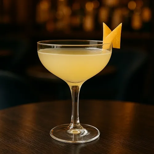 Bee's Knees cocktail served in a coupe glass with lemon garnish.